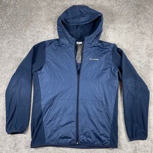 Columbia Jacket Mens Large Thermal Coil Fleece Insulated Hooded Zip Up Blue